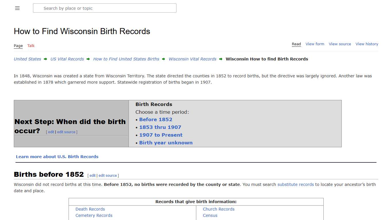 How to Find Wisconsin Birth Records • FamilySearch
