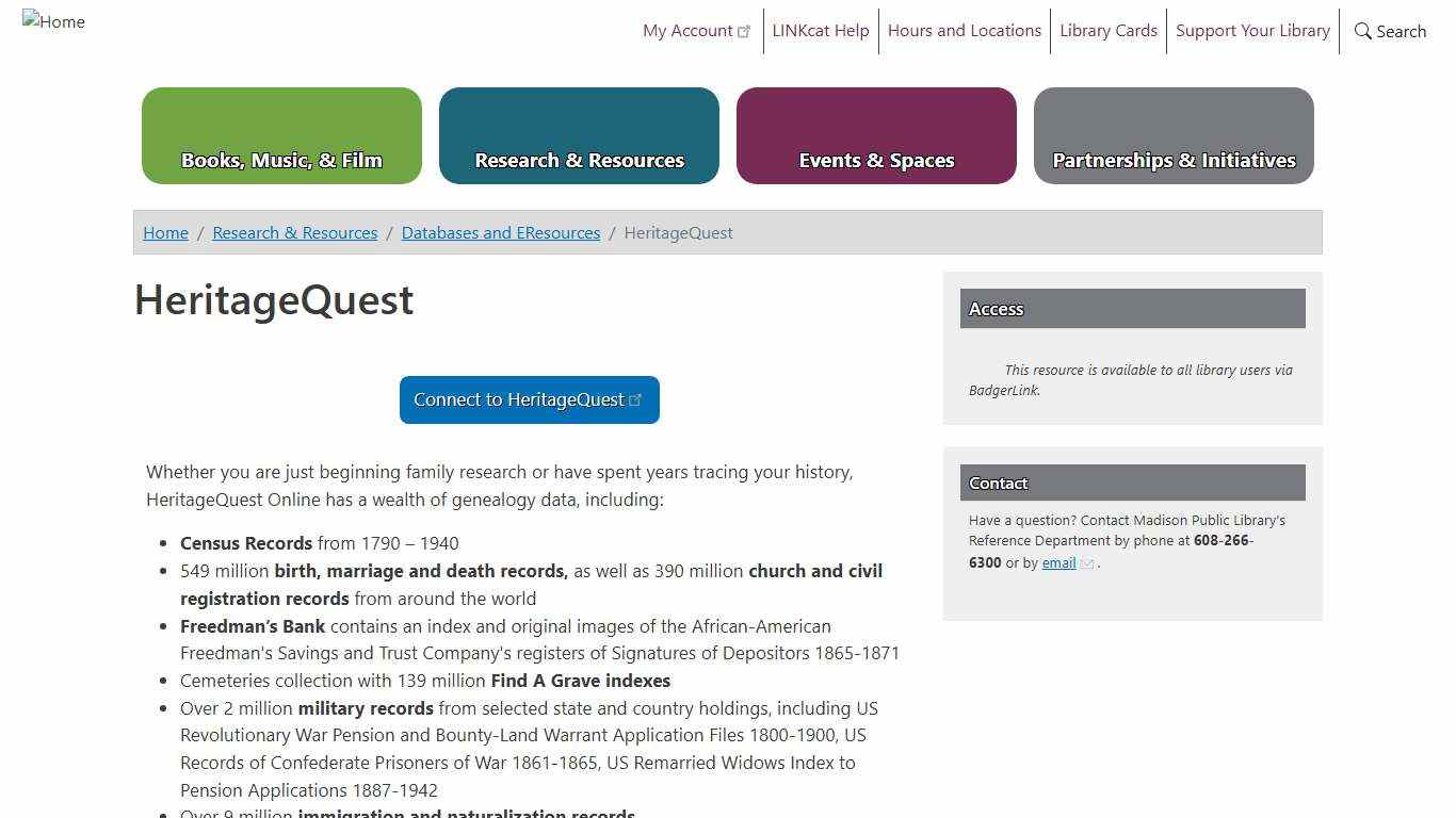 HeritageQuest Madison Public Library